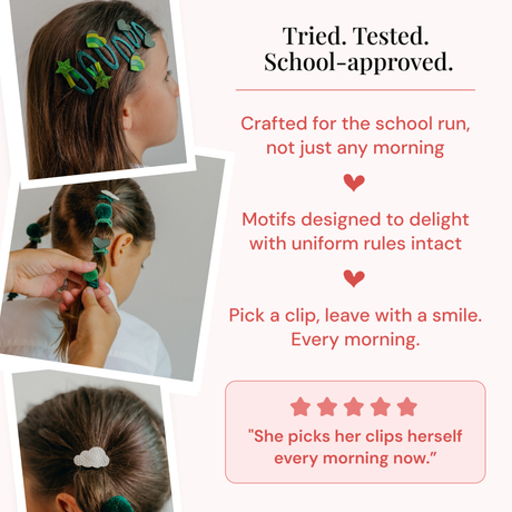 Green School Hair Clips & Bobble Hair Ties | The Essential Set