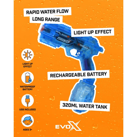 Evo-X Rapid Fire Light Up Electric Water Gun