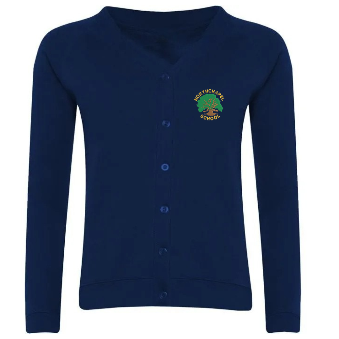 Northchapel Primary School, Cardigan in Navy with logo (EMB)