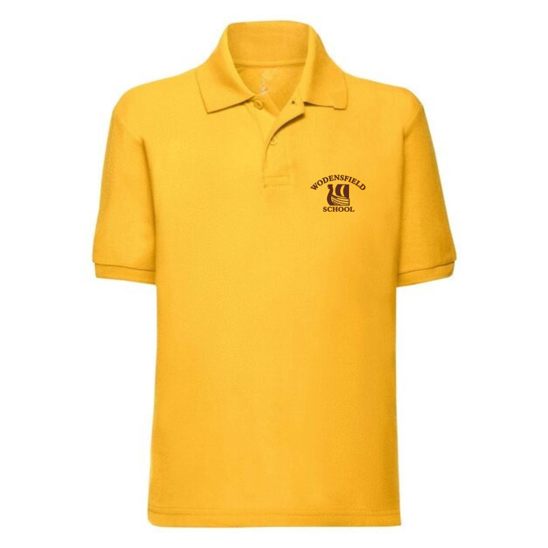 Wodensfield Primary School Yellow Polo Shirt with logo (EMB)
