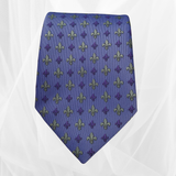 Fleur De Lys Ties Purple/ Silver Emblem - Mens Fashion Tie 56"