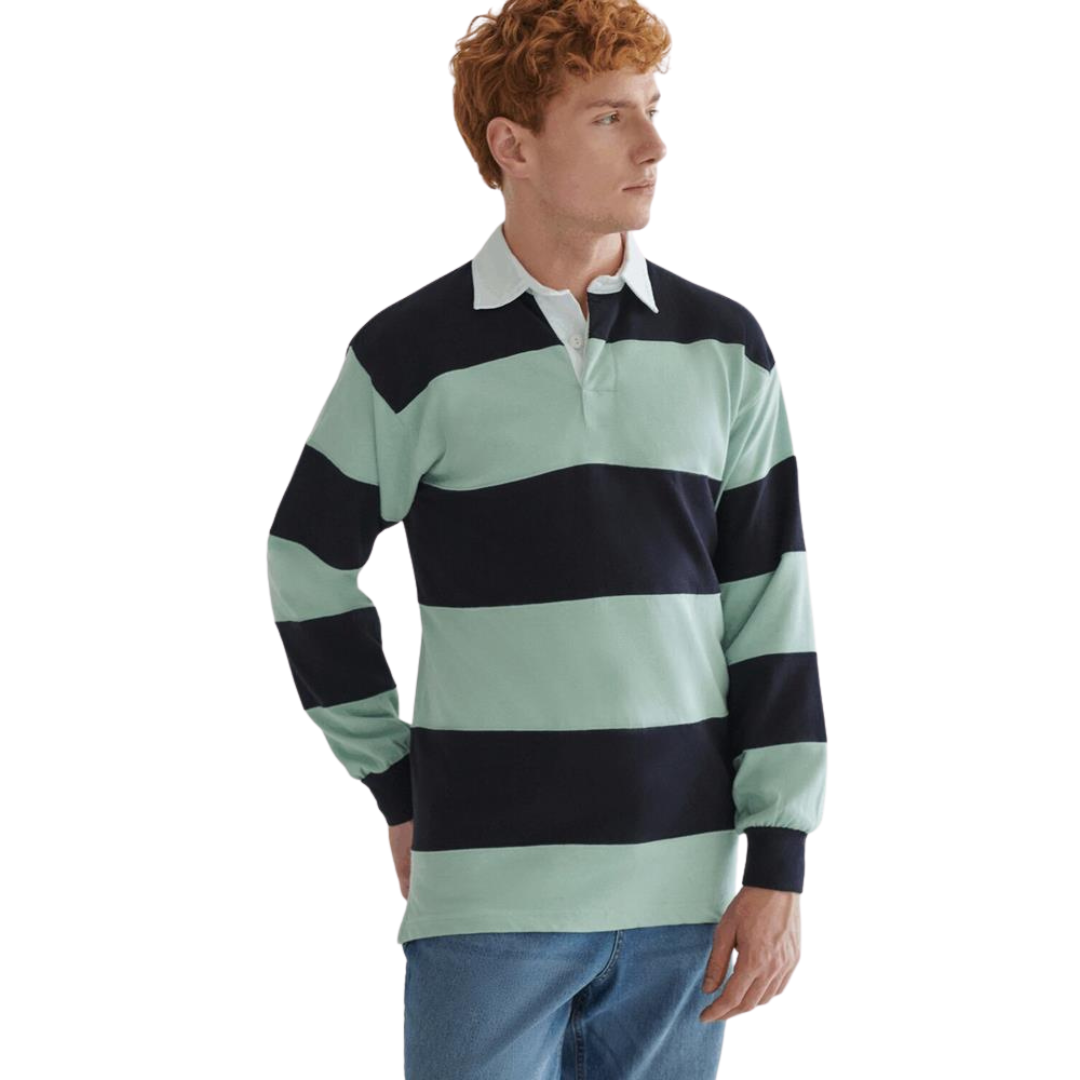 SEWN STRIPE LONG SLEEVE RUGBY SHIRT