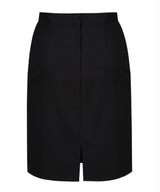 Black senior straight school skirt, back view with vent