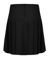 Black senior pleated school skirt with deep waistband, detail view