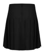Black senior pleated school skirt with deep waistband, detail view